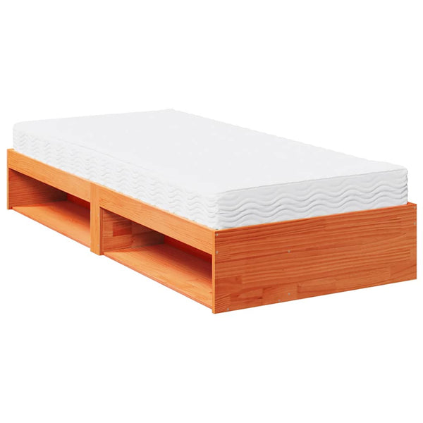vidaXL Day Bed with Mattress Waxed Brown 90x190 cm Solid Pine Wood