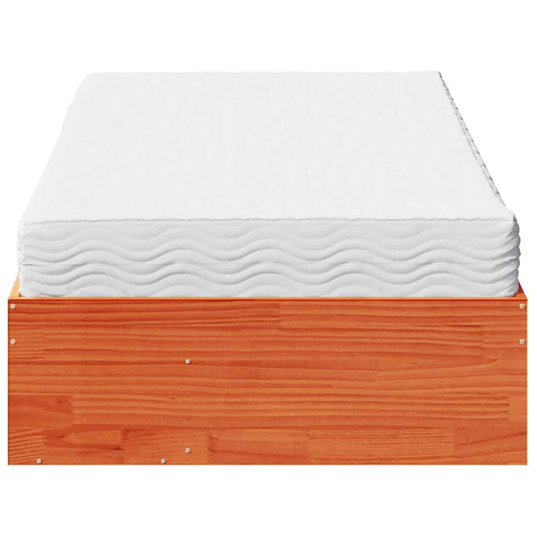 vidaXL Day Bed with Mattress Waxed Brown 90x190 cm Solid Pine Wood