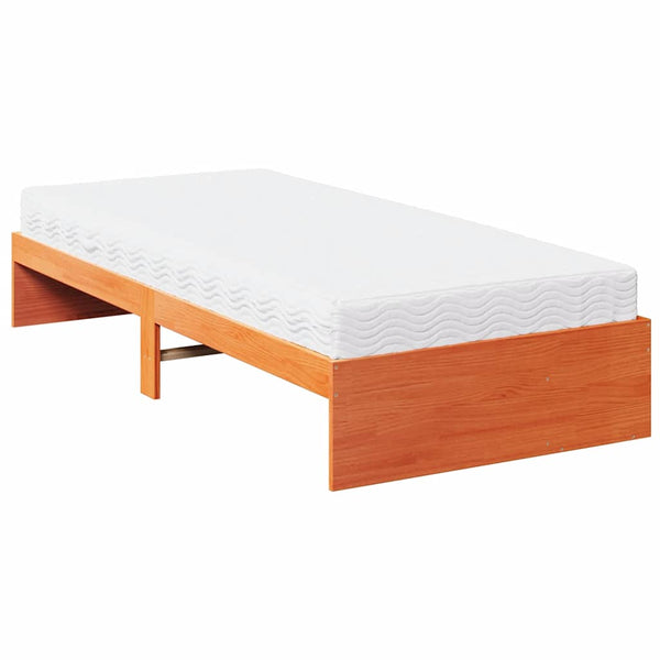 vidaXL Day Bed with Mattress Waxed Brown 90x190 cm Solid Pine Wood