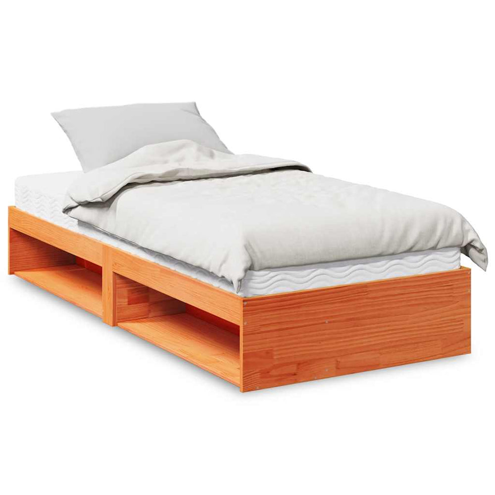 vidaXL Day Bed with Mattress Waxed Brown 90x190 cm Solid Pine Wood