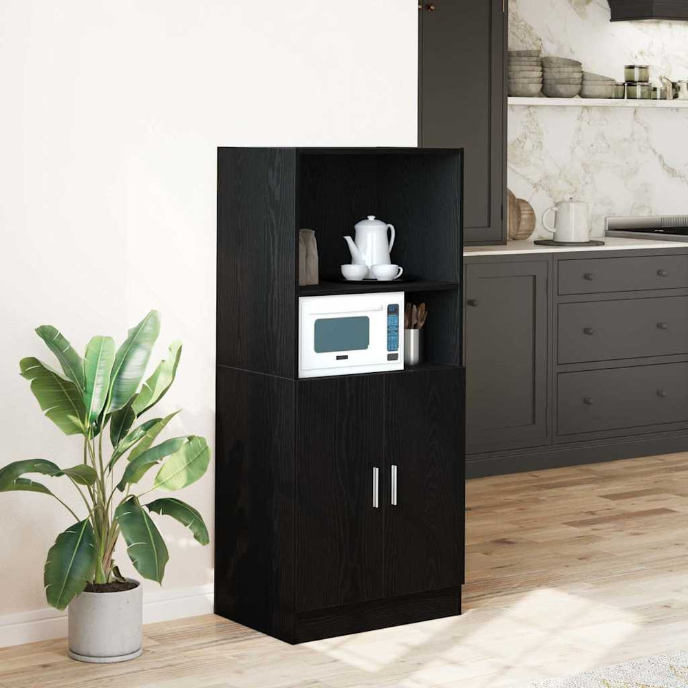vidaXL Kitchen Cabinet Black 57x41.5x131.5 cm Engineered Wood