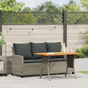vidaXL 3-Seater Garden Sofa with Cushions & Table Grey Poly Rattan
