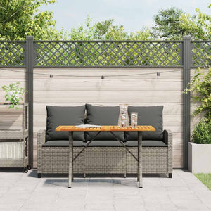 vidaXL 3-Seater Garden Sofa with Cushions & Table Grey Poly Rattan