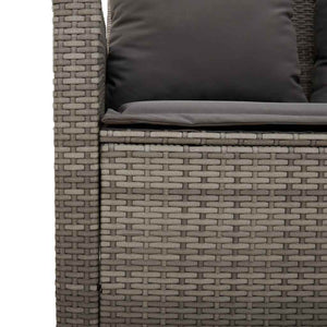 vidaXL 3-Seater Garden Sofa with Cushions & Table Grey Poly Rattan