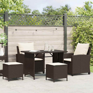 vidaXL 4-Piece Garden Sofa Set with Cushions Brown Poly Rattan