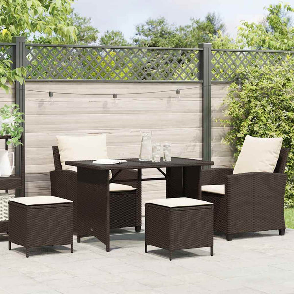 vidaXL 4-Piece Garden Sofa Set with Cushions Brown Poly Rattan