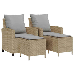 vidaXL 4-piece Garden Sofa Set with Cushions Beige Poly Rattan