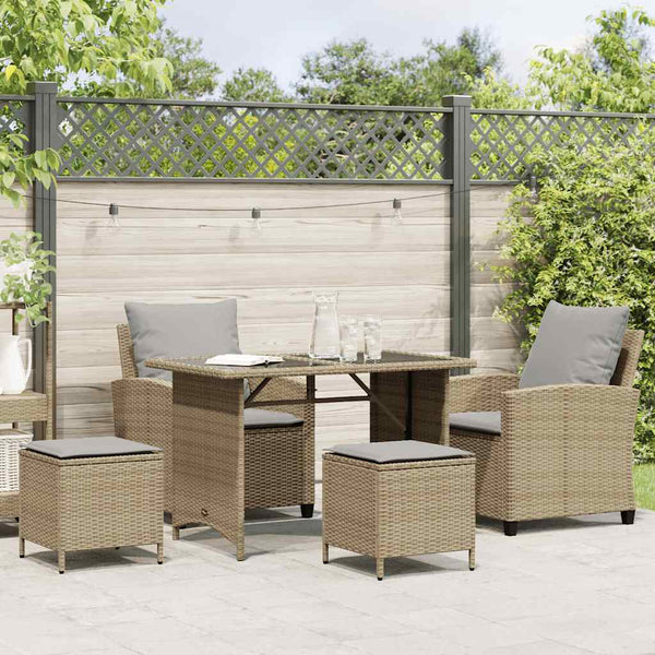 vidaXL 4-piece Garden Sofa Set with Cushions Beige Poly Rattan