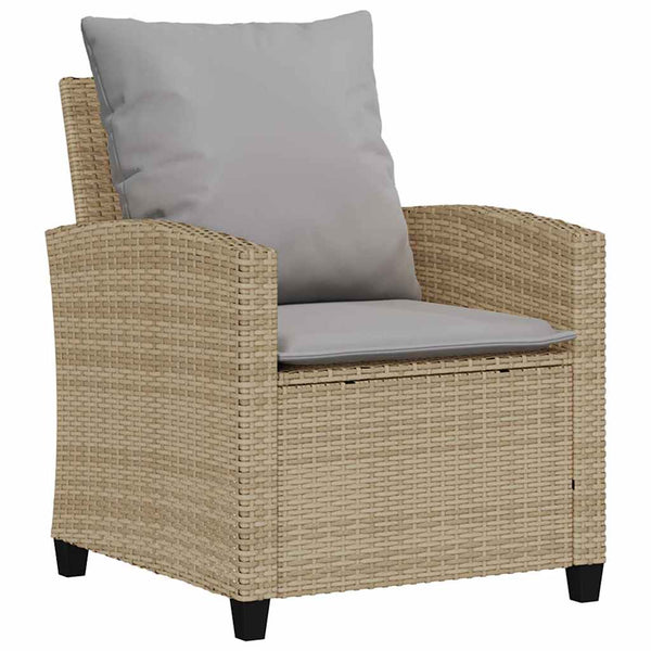 vidaXL 4-piece Garden Sofa Set with Cushions Beige Poly Rattan