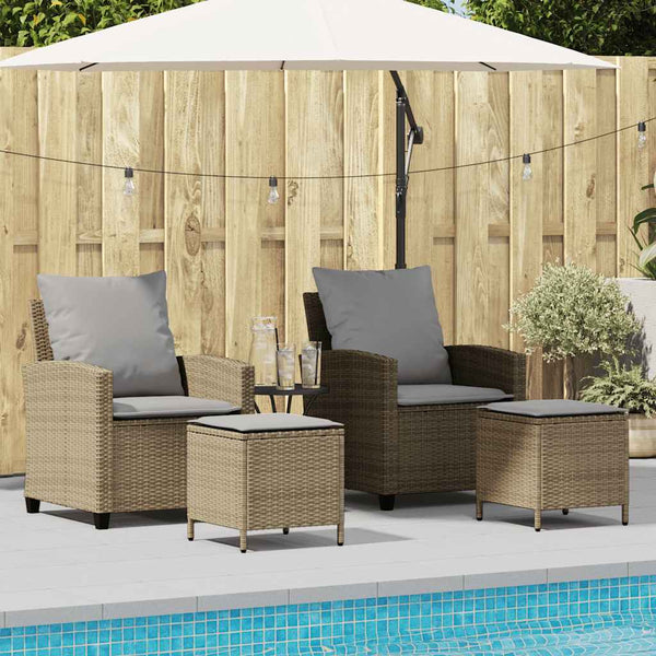 vidaXL 4-piece Garden Sofa Set with Cushions Beige Poly Rattan