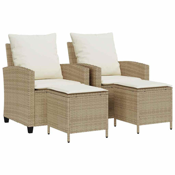 vidaXL 4-piece Garden Sofa Set with Cushions Beige Poly Rattan