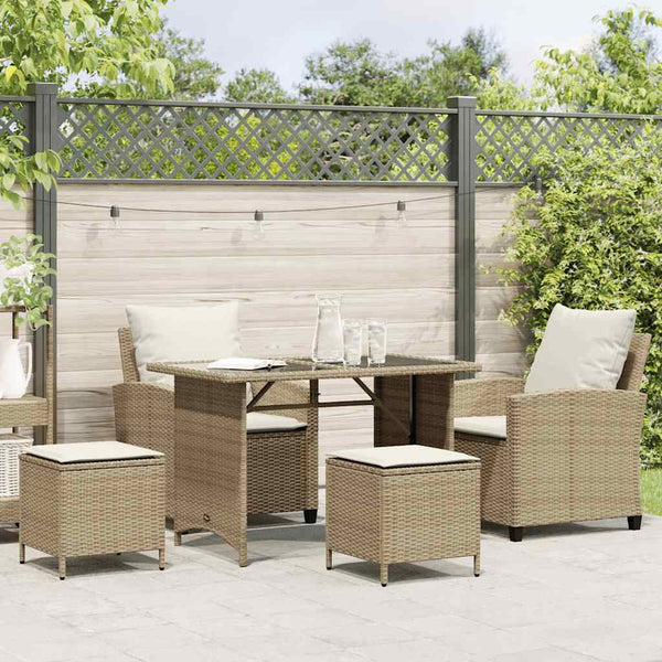 vidaXL 4-piece Garden Sofa Set with Cushions Beige Poly Rattan