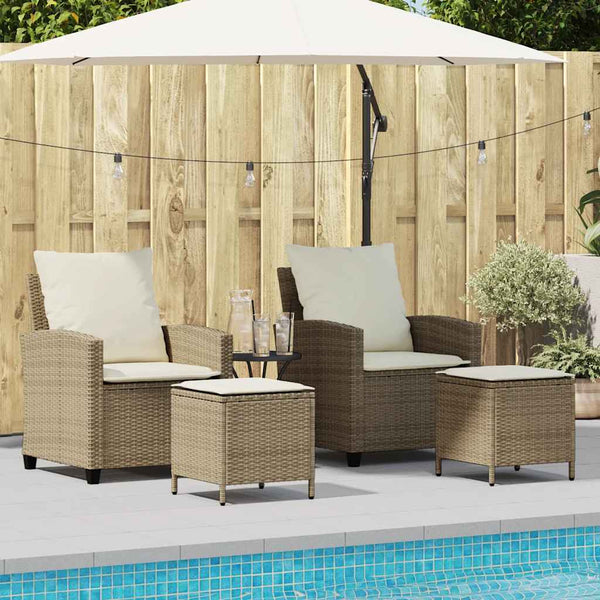 vidaXL 4-piece Garden Sofa Set with Cushions Beige Poly Rattan