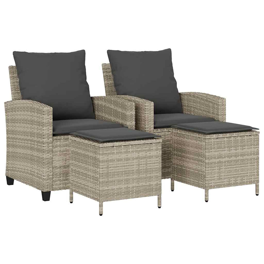 vidaXL 4-Piece Garden Sofa Set with Cushions Light Grey Poly Rattan
