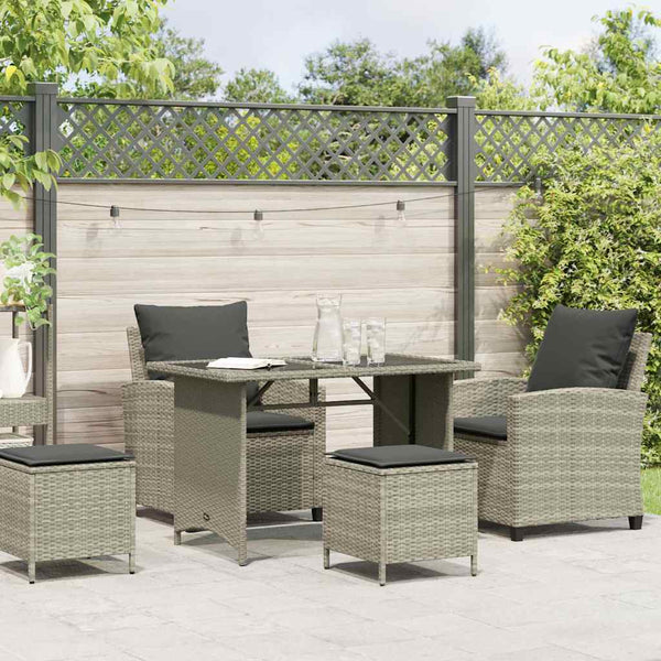 vidaXL 4-Piece Garden Sofa Set with Cushions Light Grey Poly Rattan