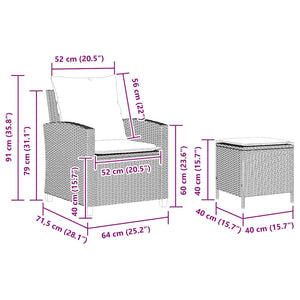 vidaXL 4-Piece Garden Sofa Set with Cushions Light Grey Poly Rattan
