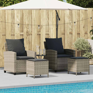 vidaXL 4-Piece Garden Sofa Set with Cushions Light Grey Poly Rattan