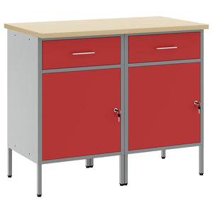 vidaXL Workbench with Drawers 2 pcs Red and Grey 100 x 55 x 85 cm