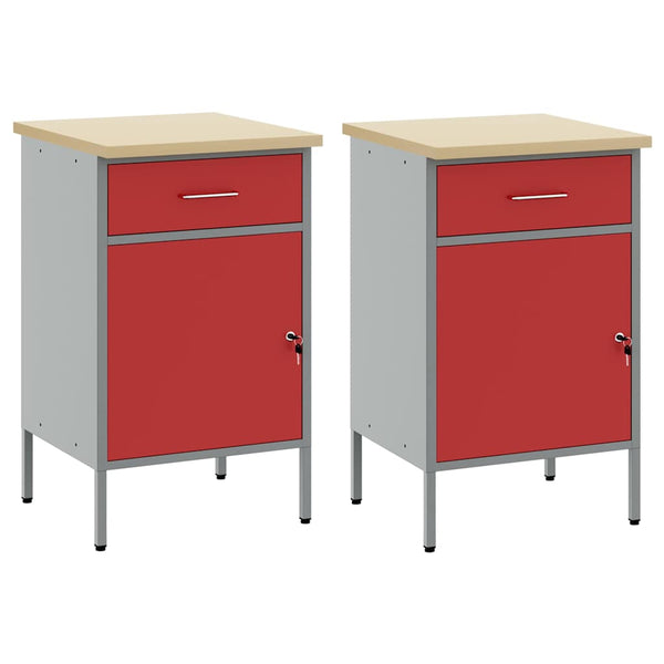vidaXL Workbench with Drawers 2 pcs Red and Grey 100 x 55 x 85 cm