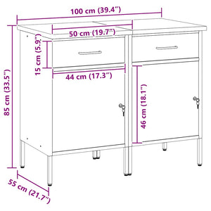 vidaXL Workbench with Drawers 2 pcs Red and Grey 100 x 55 x 85 cm