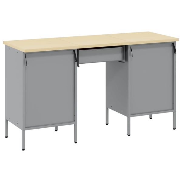 vidaXL Workbench with Drawers 3 pcs Black Engineer Wood and Steel