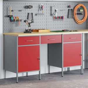Werkbank Rot mit 3 Schubladen