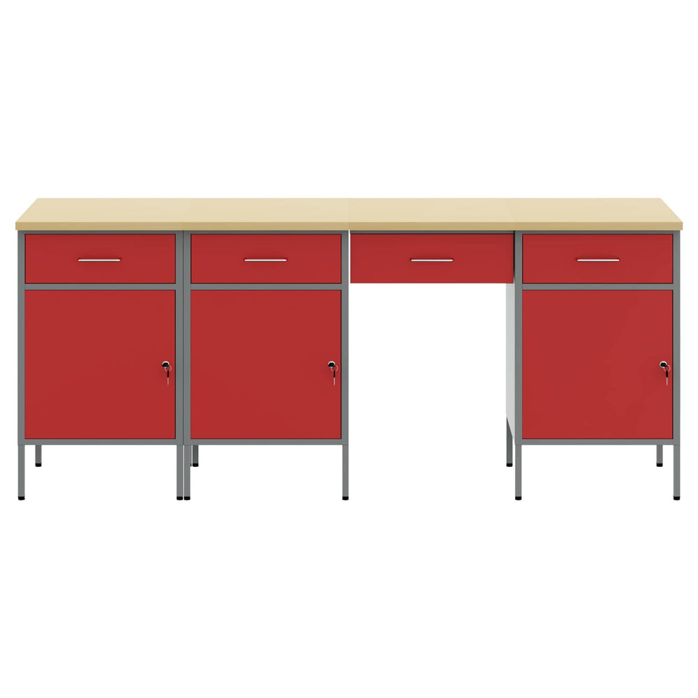 Werkbank mit Schubladen, Rot