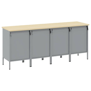 Werkbank mit Schubladen, Rot & Grau, 200 cm