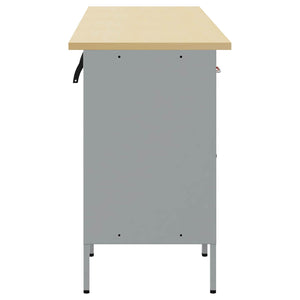 Werkbank mit Schubladen, Rot & Grau, 200 cm