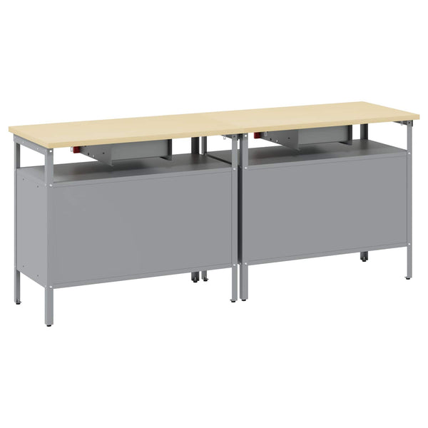 Werkbank Set mit Schubladen, Rot/Grau, 200cm