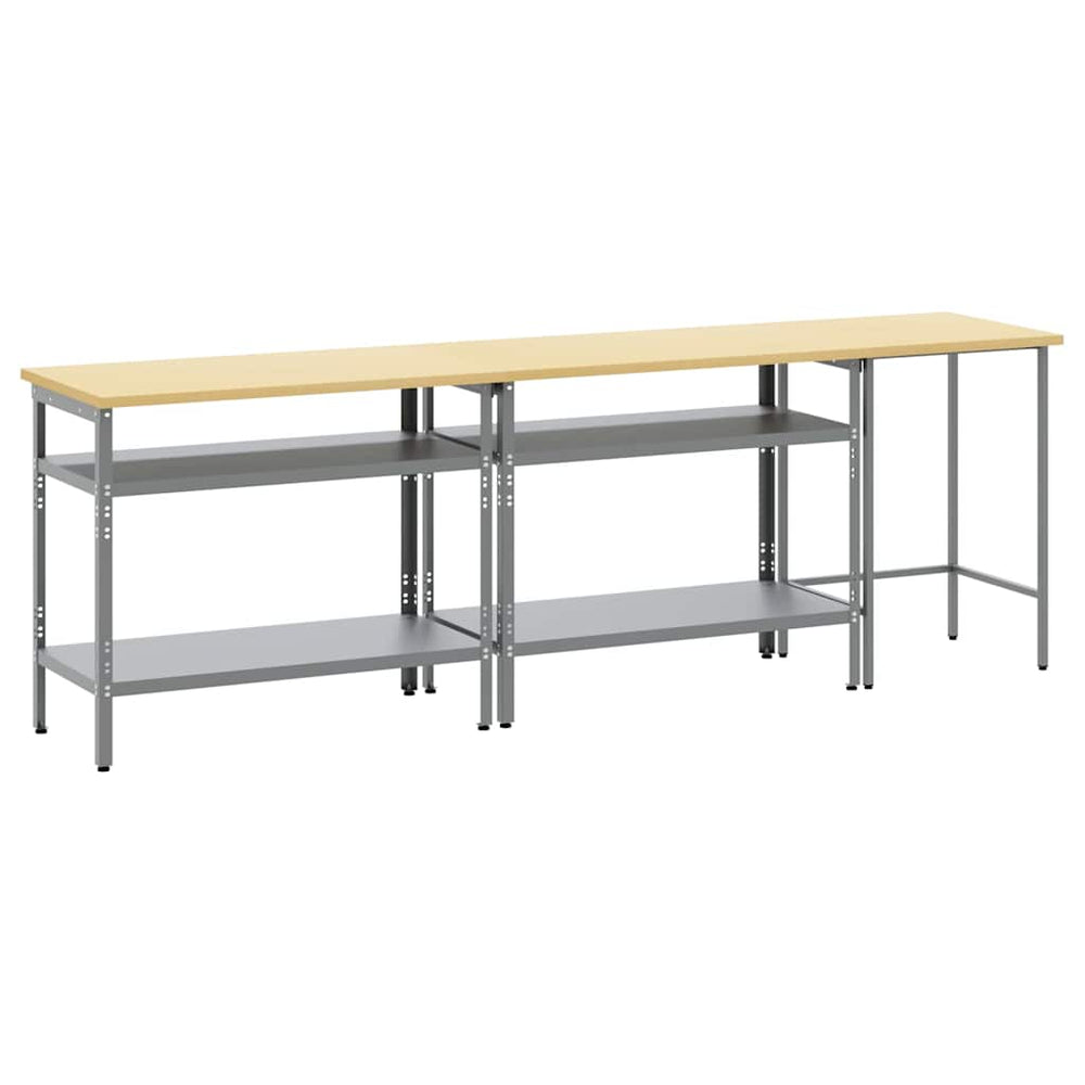 Werkbank Set, 3-teilig, Stahl, Beige/Grau