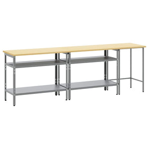 Werkbank Set, 3-teilig, Stahl, Beige/Grau