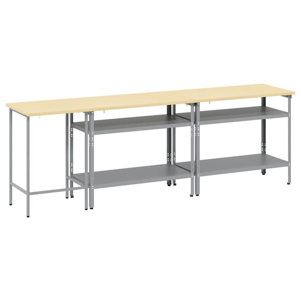 Werkbank Set, 3-teilig, Stahl, Beige/Grau