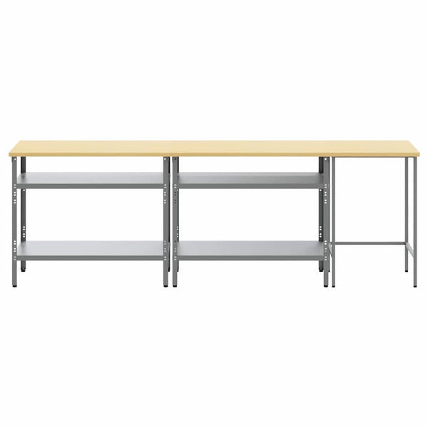 Werkbank Set, 3-teilig, Stahl, Beige/Grau