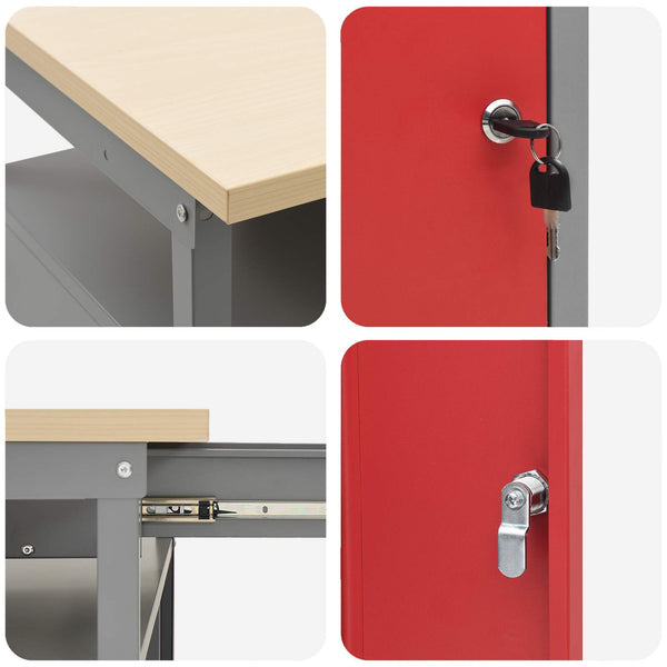 Werkbank Set 3-teilig Stahl Schwarz/Grau