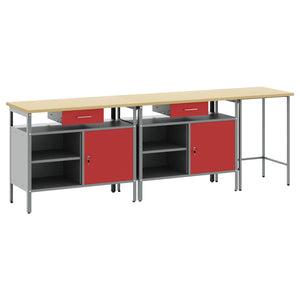 Werkbank Set 3-teilig Stahl Schwarz/Grau