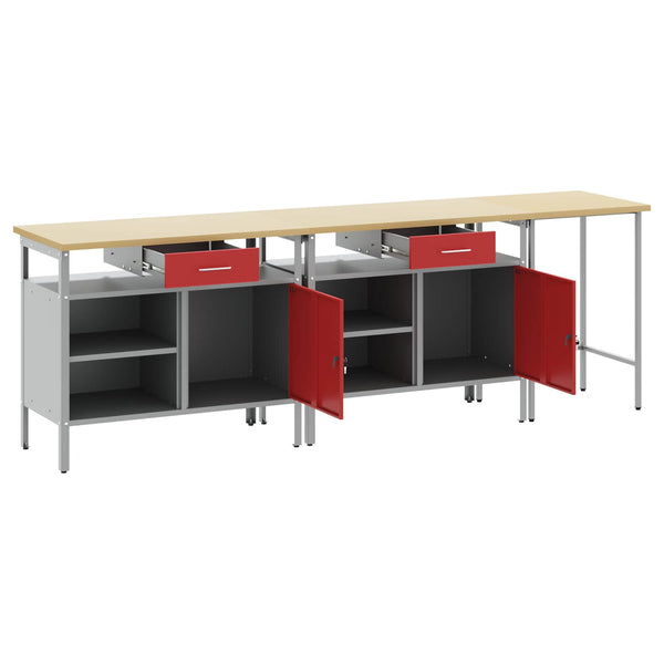 Werkbank Set 3-teilig Stahl Schwarz/Grau