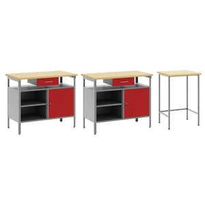 Werkbank Set 3-teilig Stahl Schwarz/Grau