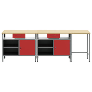 Werkbank Set 3-teilig Stahl Schwarz/Grau