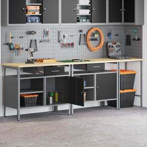 Werkbank Set 3-teilig Stahl Rot Grau
