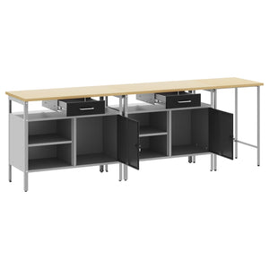 Werkbank Set 3-teilig Stahl Rot Grau
