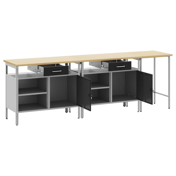 Werkbank Set 3-teilig Stahl Rot Grau