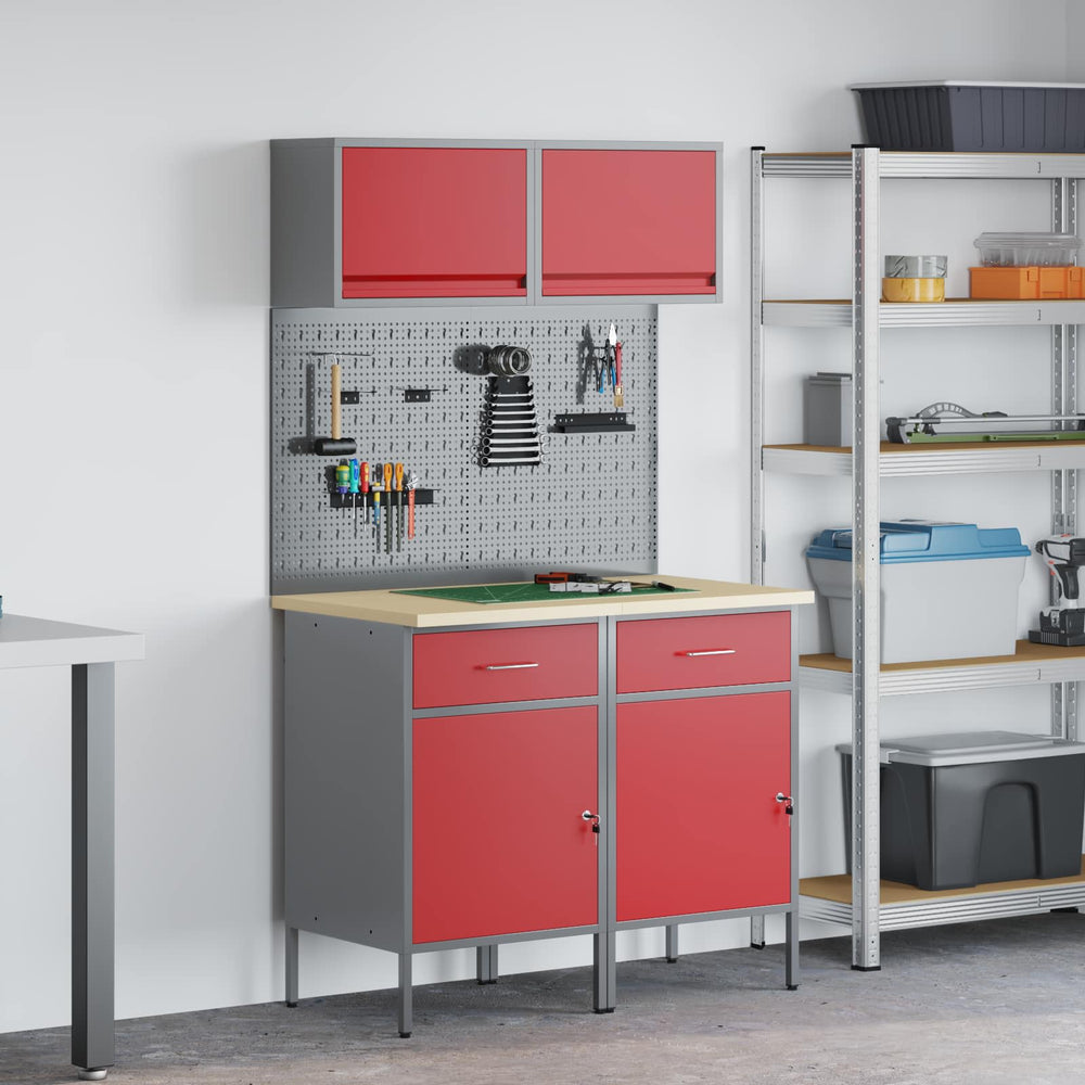 Werkstattschrank Set mit Schubladen Rot