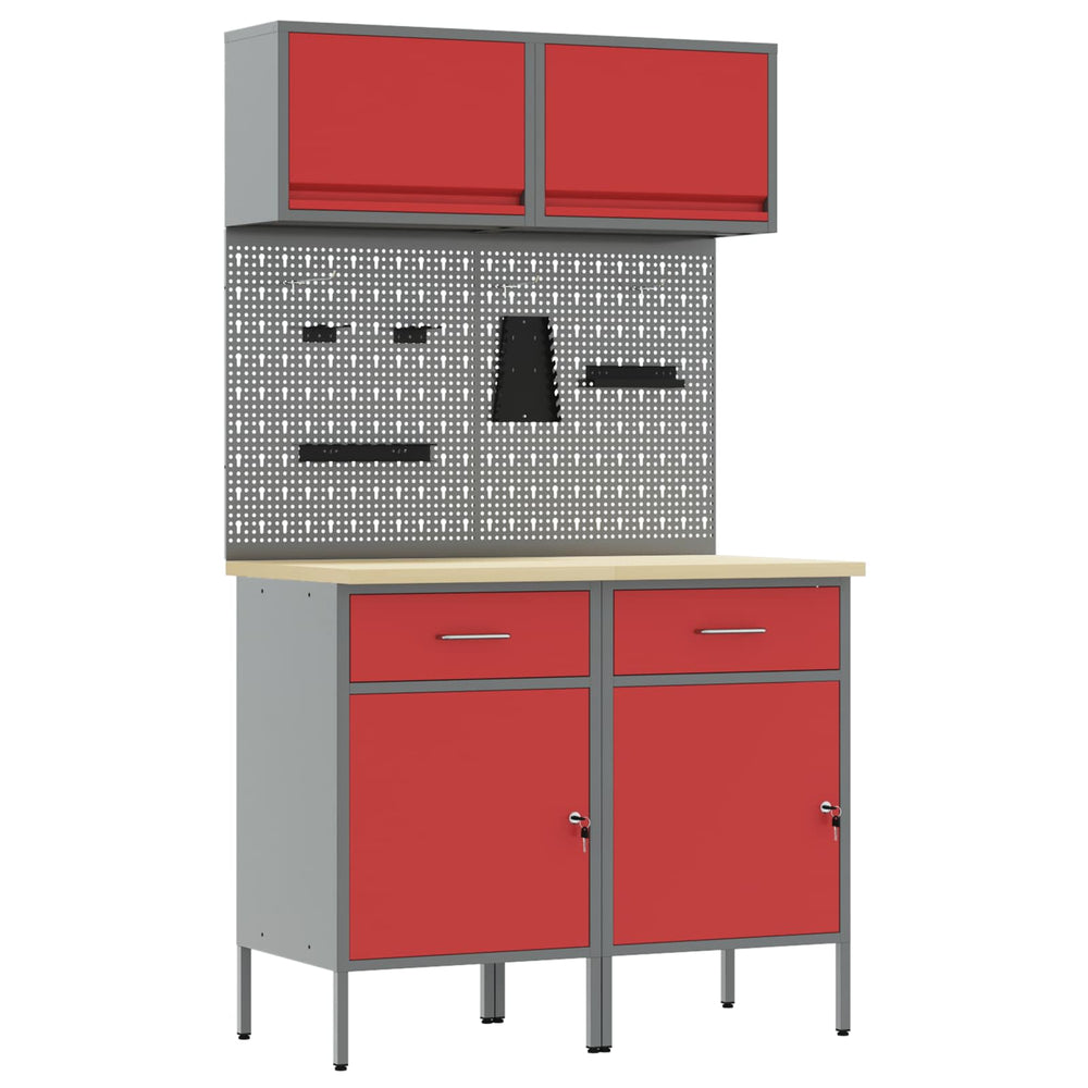 Werkstattschrank Set mit Schubladen Rot