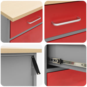 Werkstattschrank Set mit Schubladen Rot 5tlg.