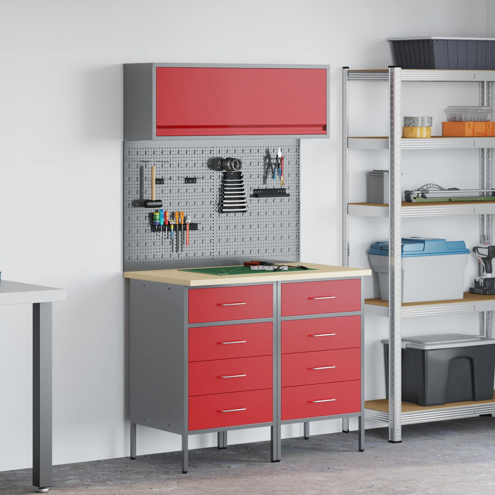 Werkstattschrank Set mit Schubladen Rot 5tlg.