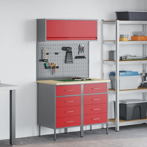 Werkstattschrank Set mit Schubladen Rot 5tlg.