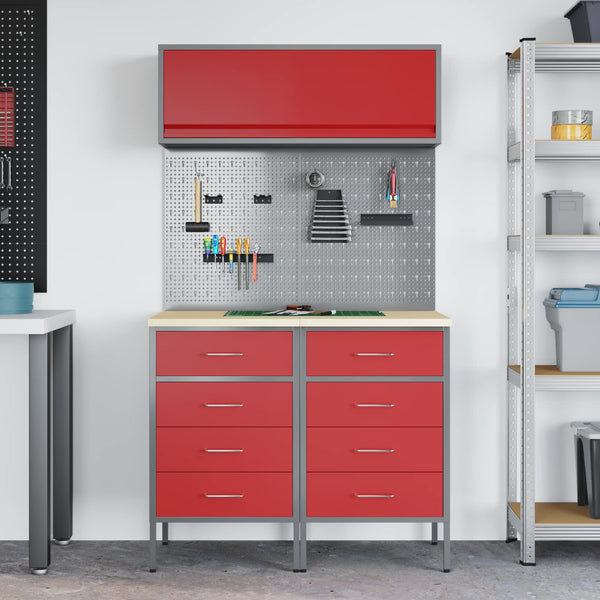 Werkstattschrank Set mit Schubladen Rot 5tlg.