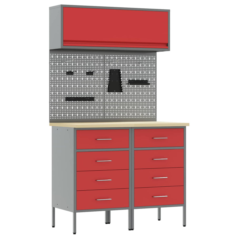 Werkstattschrank Set mit Schubladen Rot 5tlg.