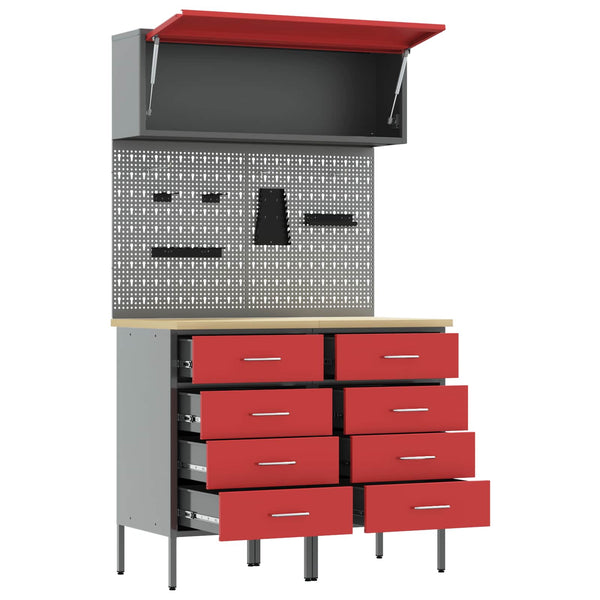 Werkstattschrank Set mit Schubladen Rot 5tlg.